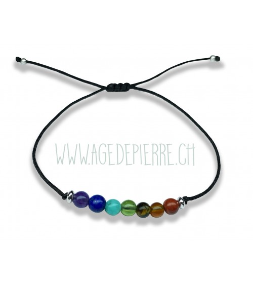 4) Bracelet 7 chakras mini avec mélange de 7 pierres différentes avec perles...