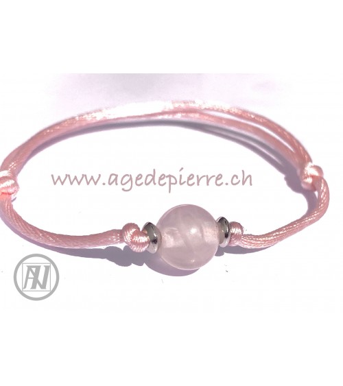 Bracelet en Quartz rose perle solitaire 1
