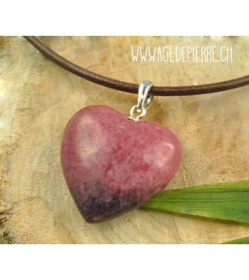 Pendentif coeur en rhodonite