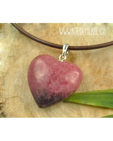 Pendentif coeur en rhodonite l'Âge de pierre Vevey