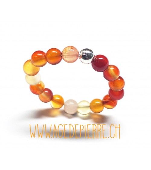 Bague billes en pierres de Cornaline