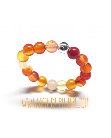 Bague billes en pierres de Cornaline