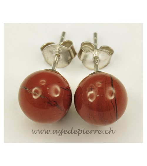 jaspe rouge boucles d'oreille