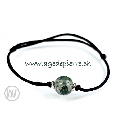 Bracelet en Agate mousse perle solitaire