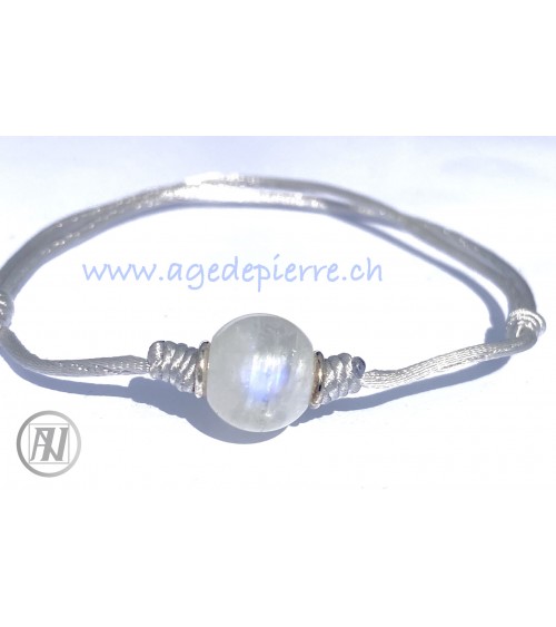 Bracelet en Labradorite blanche perle  solitaire avec perle de 10.3mm