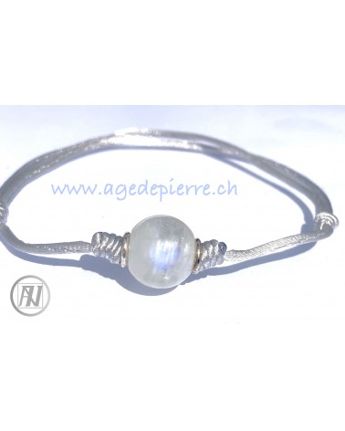 Bracelet en Labradorite blanche perle  solitaire avec perle de 10.3mm