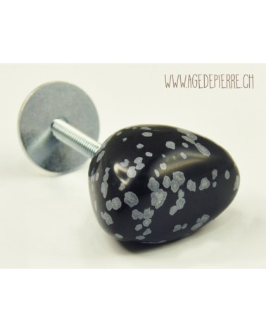 Bouton de meuble en obsidienne flocon de neige