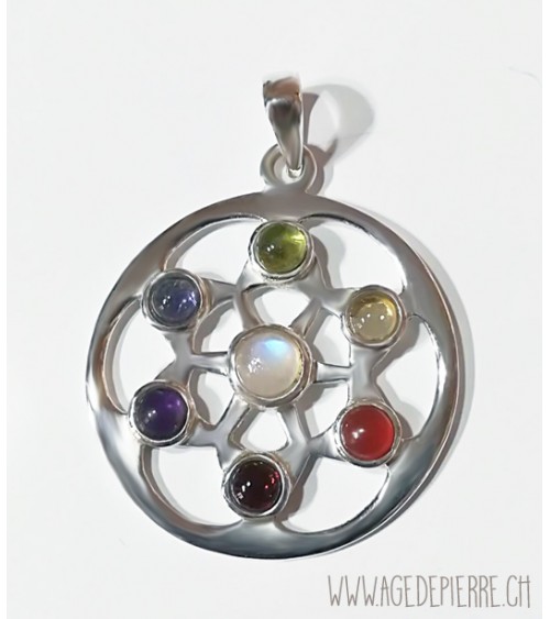 Pendentif en argent 7 chakras