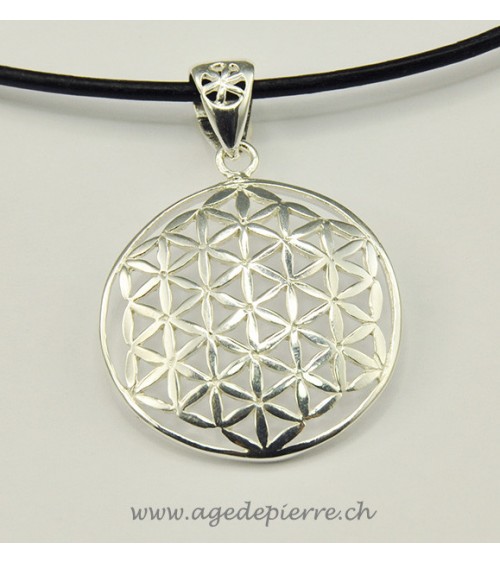 Pendentif fleur de vie en argent l'Âge de pierre Vevey