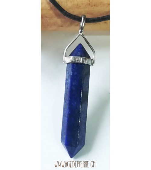 Lapis lazuli pointe grand en pendentif monté en argent