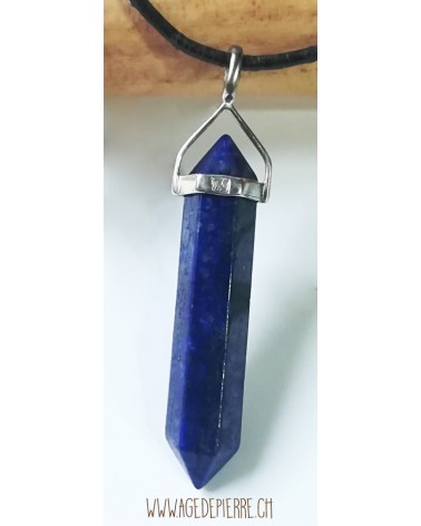Lapis lazuli pointe grand en pendentif monté en argent