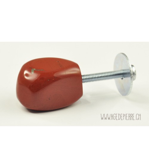 Bouton de meuble en jaspe rouge