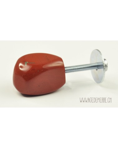 Bouton de meuble en jaspe rouge