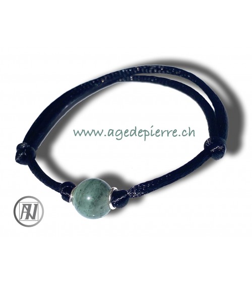 Bracelet en aventurine verte perle solitaire