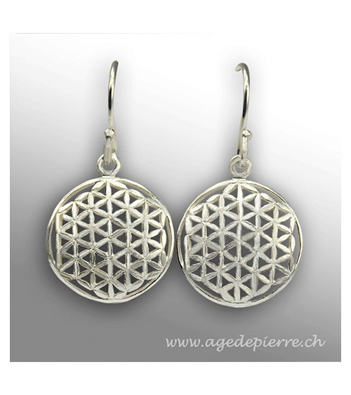 Boucles d'oreilles fleur de vie en argent