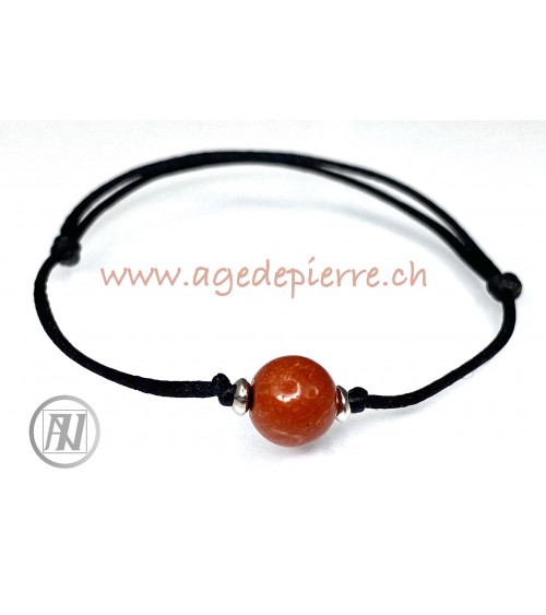 Bracelet en Jaspe rouge perle solitaire