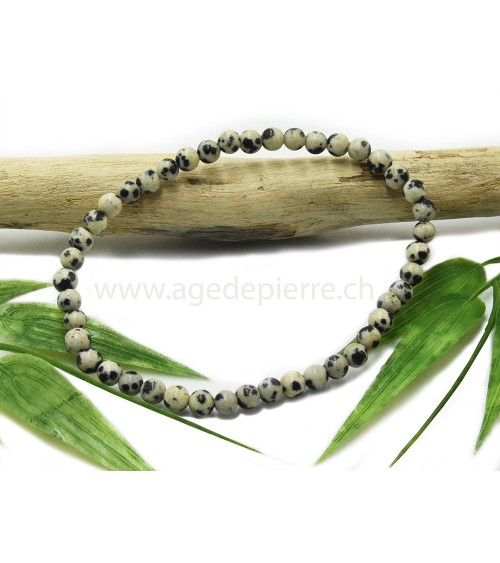 Jaspe dalmatien en bracelet avec perles de 6mm