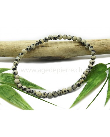 Jaspe dalmatien en bracelet avec perles de 6mm