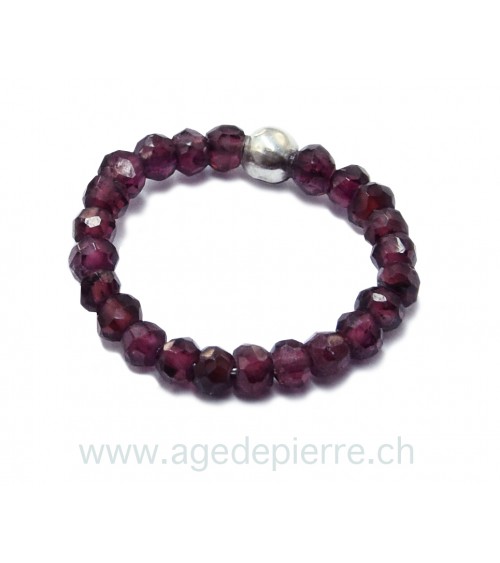 Bague bille grenat facetté