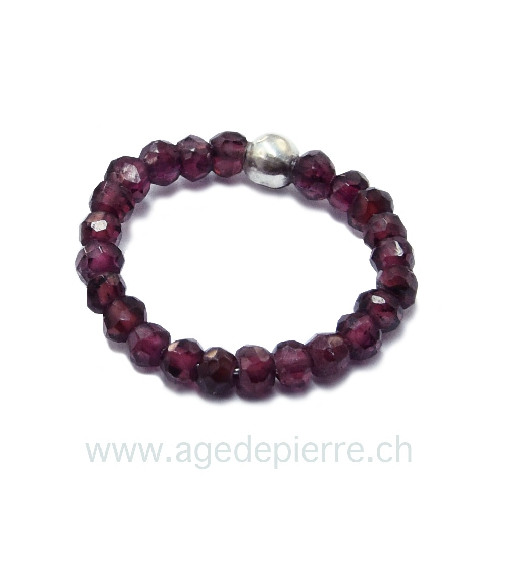 Bague bille grenat facetté