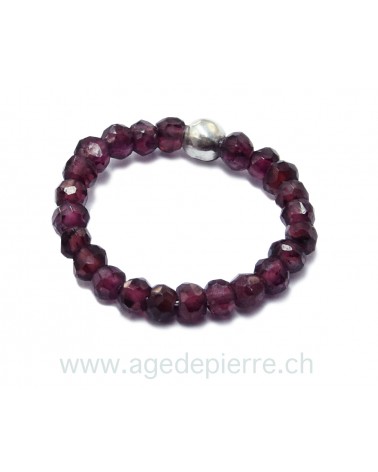 Bague bille grenat facetté