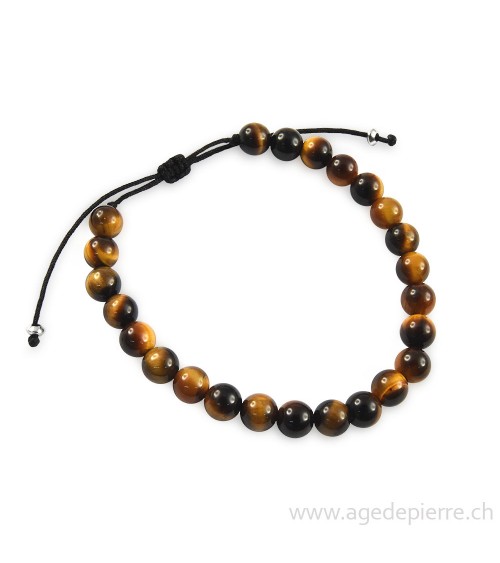 Bracelet shamballa oeil de tigre 6,5mm