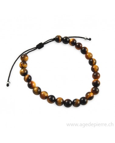Bracelet shamballa oeil de tigre 6,5mm