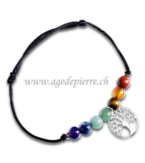Bracelet 7 chakras avec arbre de vie