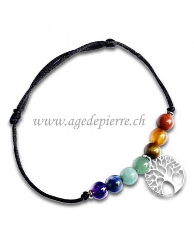 Bracelet 7 chakras avec arbre de vie