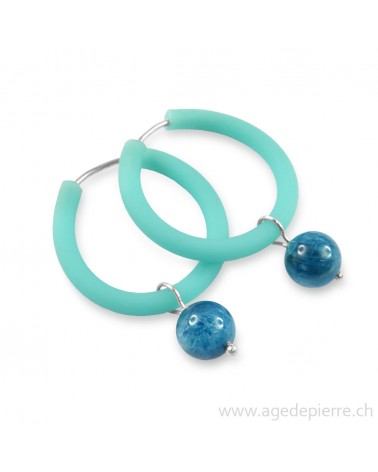 Boucles d'oreilles arc-en-ciel en caoutchouc turquoise et apatite