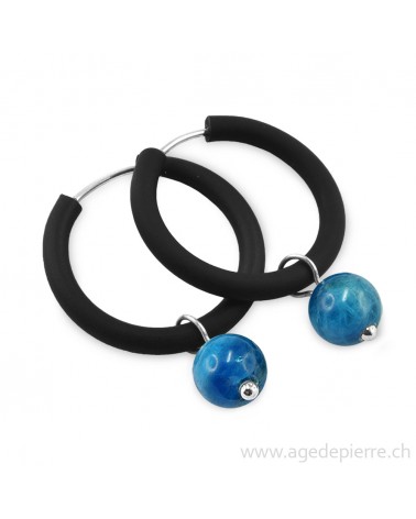 Boucles d'oreilles arc-en-ciel en caoutchouc noir ciel et apatite