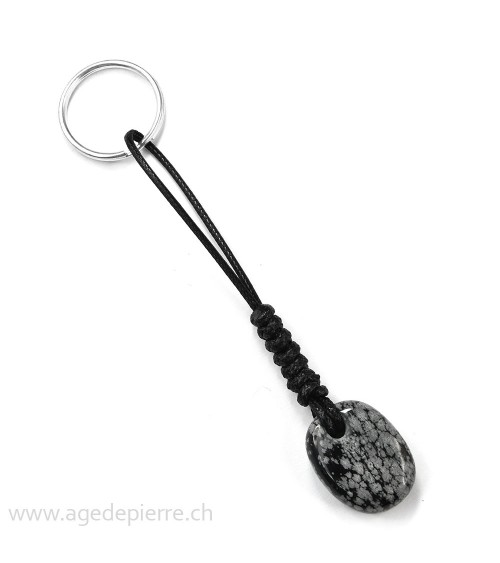 Porte-clés avec obsidienne flocon de neige