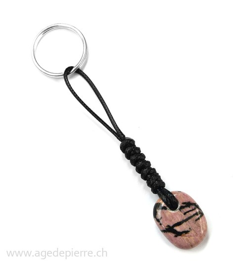 Porte-clés avec rhodonite l'Âge de pierre création Agnès N'Lep