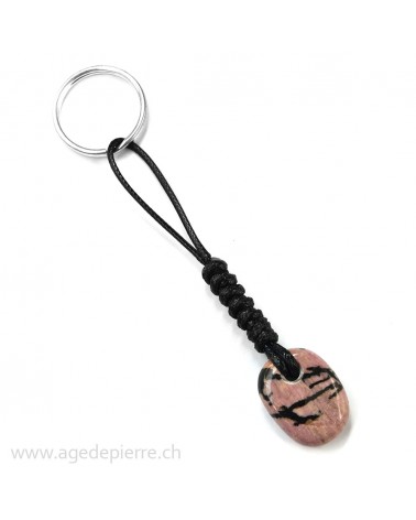 Porte-clés avec rhodonite l'Âge de pierre création Agnès N'Lep