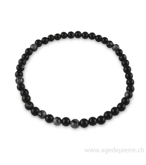 Obsidienne flocon de neige avec perles de 4mm