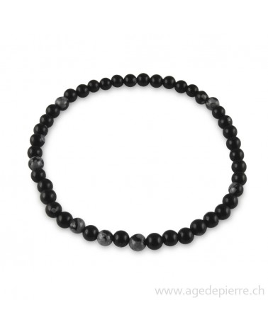 Obsidienne flocon de neige avec perles de 4mm