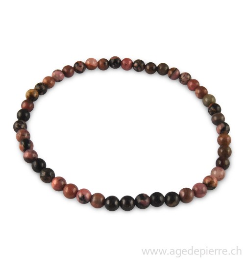 Rhodonite bracelet avec perles de 4mm de diamètre l'Âge de pierre Vevey