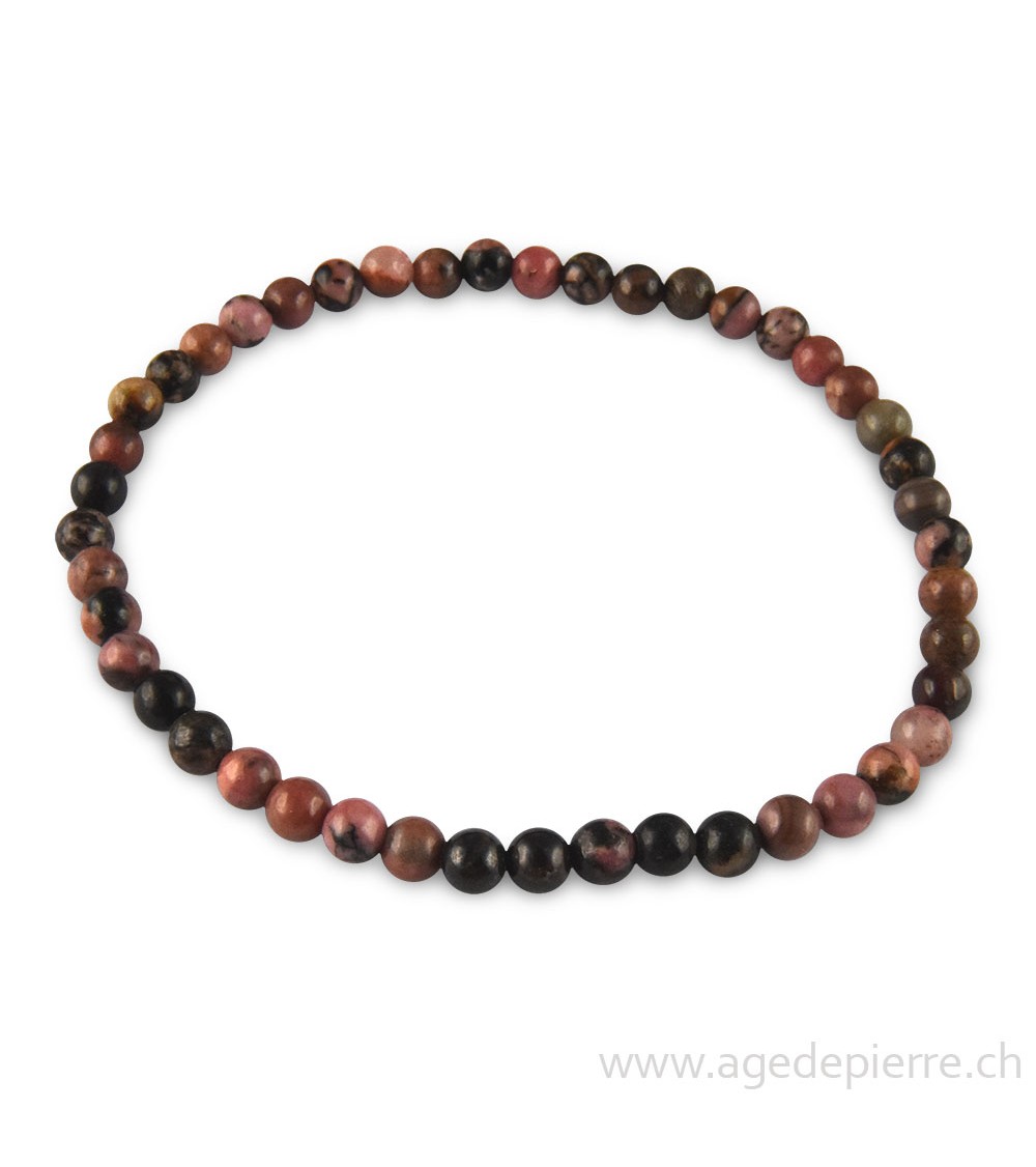 Rhodonite bracelet avec perles de 4mm de diamètre l'Âge de pierre Vevey