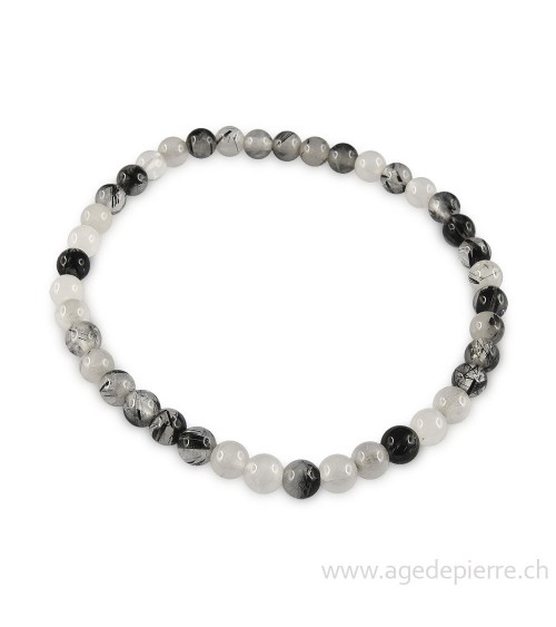 Quartz tourmaline bracelet avec perles de 4mm l'Âge de pierre Vevey