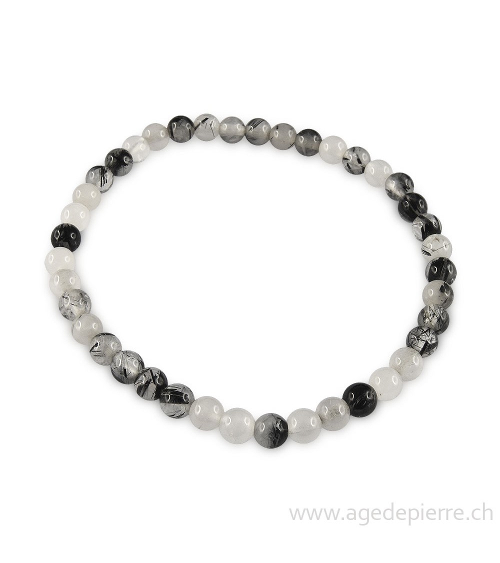 Quartz tourmaline bracelet avec perles de 4mm l'Âge de pierre Vevey