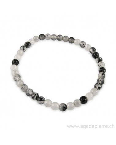 Quartz tourmaline bracelet avec perles de 4mm l'Âge de pierre Vevey
