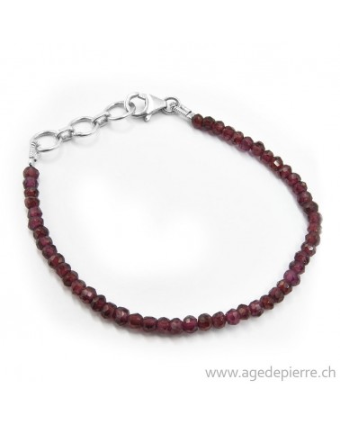 Bracelet en grenats rouge facettées avec perles de 3mm
