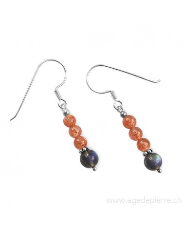 Boucles d'oreilles en pierre de soleil et labradorite
