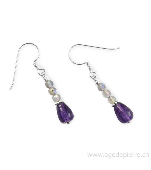 Boucles d'oreilles en améthyste et labradorite