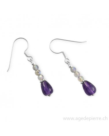 Boucles d'oreilles en améthyste et labradorite