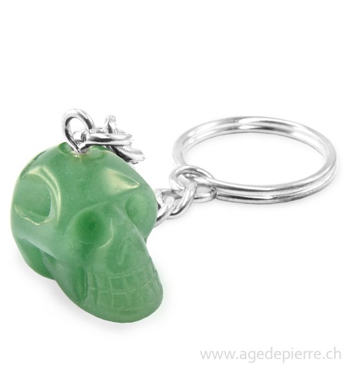 Aventurine verte  porte-clé crâne