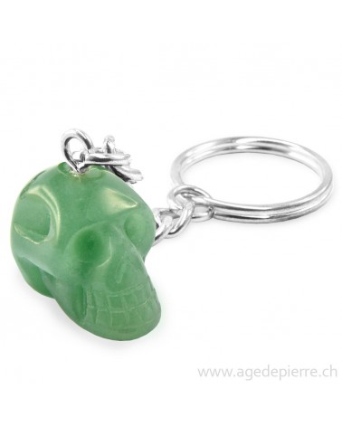 Aventurine verte  porte-clé crâne