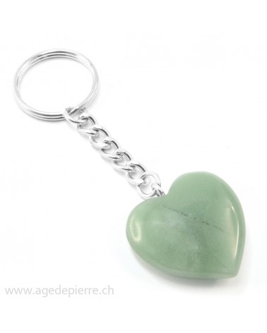 Aventurine verte porte-clé coeur