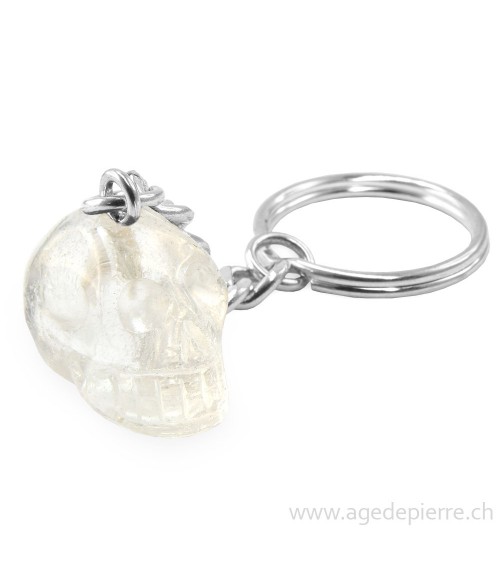Cristal de roche crâne porte-clé