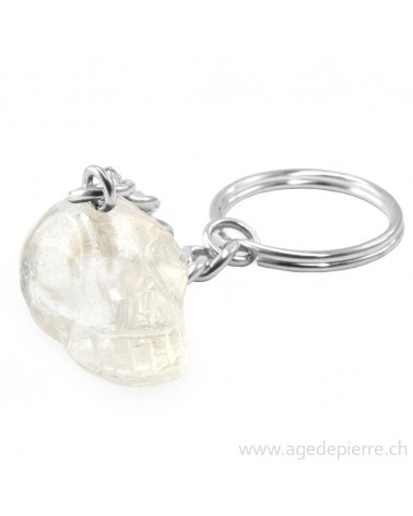 Cristal de roche crâne porte-clé